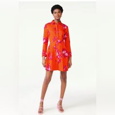 Scoop Nwt Orange Tiger Floral Shirt Dress, Size Small (4-6) Long Sleeve. Button Front. Fit/Flare Style. Pleats At Waist, Collared. This Color Is Absolutely Amazing. To Me This Fits Super Comfortably . I’m Selling Bcz I Actually Need A Size Down In A Size 2-4 And This Fits Just A Little Large For Me. This Orange And Pink Is Wonderful! Spring Shirt Dress With Button Closure, Pink Buttoned Dress For Spring, Spring Pink Dresses With Buttons, Red Button-up Shirt Dress For Spring, Casual Orange Shirt Dress For Spring, Spring Brunch Shirt Dress With Button Closure, Pink Mini Length Shirt Dress For Brunch, Spring Mini Dress With Buttons, Spring Pink Shirt Dress For Workwear