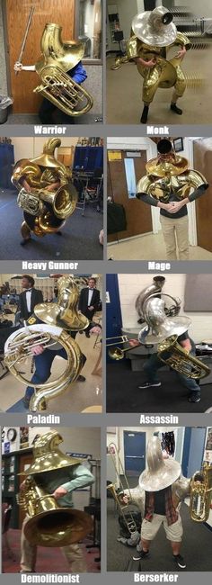 several pictures of different types of musical instruments in various positions and sizes, all with their names on them