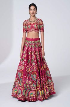 Editor's Note 3D Embroidered Enchanted Flower Rich Burgundy Lehenga Set With Embroidered Scallop Border Dupatta With Rose Gold Embroidery. Fabric: Dupion Color: Burgundy Care: Dry Clean Only Disclaimer: Product Color May Slightly Vary Due To Photographic Lighting Sources Or Your Monitor Setting. About the Designer Siddhartha Bansal, label epitomise its design philosophy touring around " Golden bird" nation to present day India, in the wanderlust for rich Craft and Culture presenting to the world Fitted Anarkali Choli With Floral Embroidery, Bollywood Style Floral Embroidered Floor-length Dress, Festive Floor-length Sets With Floral Embroidery, Festive Fitted Lehenga With Floral Embroidery, Bollywood Style Floor-length Floral Embroidered Dress, Bollywood Style Floor-length Floral Embroidered Fabric, Fitted Floral Embroidered Lehenga For Festive Season, Festive Fitted Floral Embroidered Lehenga, Fitted Embroidered Sets For Reception