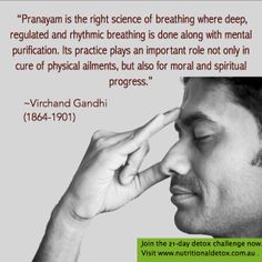 a man holding his hand to his eye with the caption, pranayan is the right science of breathing where deep regulated