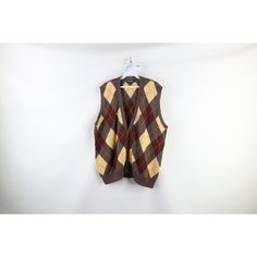 Vintage 90s Streetwear Mens Large Argyle Diamond Knit Cardigan Sweater Vest Mens Sweater Has stains on front bottom left Mens size Large Measurements are: 25.5 inches underarm to underarm 25.5 inches top to bottom Multicolor Cotton US Shipping is FREE Canada is $15 and International is $24 Check out my other items in my store! I920 Fall Argyle Pattern V-neck Sweater Vest, Fall V-neck Argyle Sweater Vest, Casual Argyle Pattern Outerwear For Fall, Casual Argyle Pattern Vest For Fall, Retro Brown Sweater Vest For Winter, Vintage Brown Sweater Vest For Fall, Classic Brown Sweater Vest For Fall, Diamond Sweater Vest, Vest Streetwear