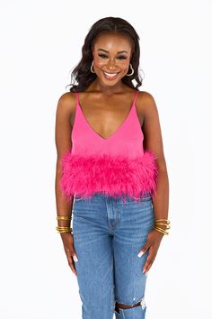 BuddyLove Reno Feather Tank Top - Fuchsia Feather Tank Top, Boho Tank Top, Buddy Love, Feather Tops, Feather Trim, Pink Feathers, Boho Shirts, Chic Pink, Top Cropped