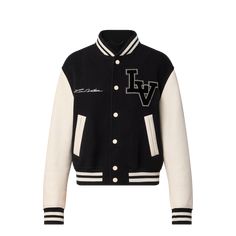 LOUIS VUITTON® - Signature Varsity Blouson - Black Designer Varsity Jacket, Louis Vuitton Varsity Jacket, Lv Jacket, Lv Clothes, Louis Vuitton Clothes, Louis Vuitton Sweater, Varsity Jacket Black, Louis Vuitton Jacket, Tommy Hilfiger Kids