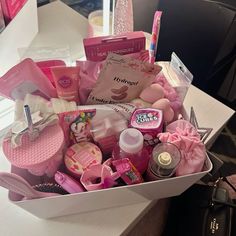 "Perfect for storing small treasures." Pink Valentine’s Day Basket, Pink Valentines Basket, Girly Gift Baskets Valentines Day, Hello Kitty Valentines Basket, Hello Kitty Valentines Day Basket, Valentines Basket For Her, Valentines Day Basket Ideas, Hello Kitty Gift Baskets, Big Gift Basket