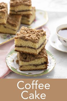 coffee cake stacked on top of each other with the words coffee cake written below it