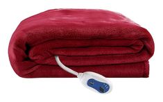 a red blanket with an electric heating pad