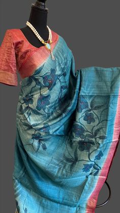 Pure tussar silk saree online usa party wear saree with zari borders Pure Tussar Silk Saree, Border Lines, Tussar Saree, Raw Silk Fabric, Silk Saree Blouse, Pure Silk Saree, Tussar Silk Saree, Saree Online, Silk Sarees Online