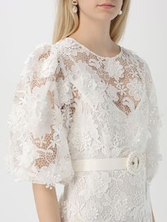 Dress ZIMMERMANN Woman color Ivory Ivory Dresses, Zimmermann Dress, Lace Flowers, Italian Fashion Designers, Woman Colour, Italian Fashion, Color Coding, Color Design, Women Wear