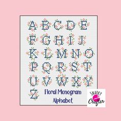 the floral monogram alphabet cross stitch pattern