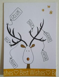 a card with an image of a deer's head and the words best wishes on it