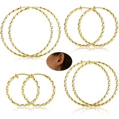 PRICES MAY VARY. ✨【CLIP ON HOOP EARRINGS】--One order you can get 4 Pairs twisted fake hoop earrings, great value for you, There are 4 different colors, silver tone, gold tone, rose gold tone, black tone. You can match your colorful everyday. ✨【RELIABLE MATERIAL】--These fake hoop earrings are made of high quality copper,nickel & lead free, sturdy & durable.High-quality electroplating process, long-lasting color retention,longer service life. ✨【MULTIPLE SIZE】--Clip on hoop earrings have 4 differen Clip On Hoop Earrings, Electroplating Process, Pierced Ear, Cartilage Earrings Hoop, Cartilage Hoop, Cool Gifts For Women, Affordable Jewelry, Cartilage Earrings, Modern Fashion