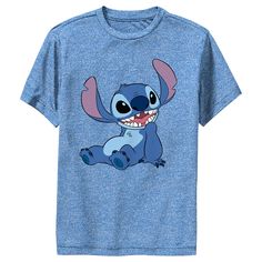 a blue t - shirt with an image of stitching stitch on it