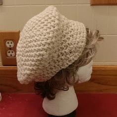 Made By Me Laigh-Logan Creations. Crocheted Cream Hat Double Strands Of Yarn So Its Extra Thick. Measurements - Height - 8 Inches Measured From Crown To End Of Hat Circumference - 24 Inches Ralph Lauren Bucket Hat, Crochet Newsboy Hat, White Baseball Hat, Cream Hat, Plain Baseball Caps, Floppy Sun Hats, White Beanies, Newsboy Hat, Crochet Gift