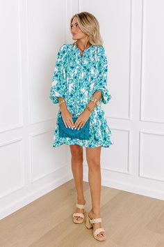 - Make memories one mimosa at a time in this darling dress! - Lightweight material with a floral print and a built-in skirt lining - A v-cut neckline with a tie - A smocked detail - Long, loose sleeves with elastic cuffs - A flowy silhouette that ends in A mini dress length hemline Measurements S : Bust 34", Hip 42", Length 34", Sleeve Length 23.5", Waist 38". M : Bust 36", Hip 44", Length 34", Sleeve Length 23.5", Waist 40". L : Bust 38", Hip 46", Length 35.5", Sleeve Length 24", Waist 42". Skirt Lining, Long Sweater Dress, Summer Soiree, Loose Sleeves, Make Memories, Darling Dress, Swimwear Dress, Sparkly Dress, Black Dresses Casual