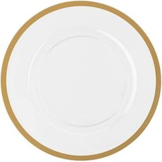 an empty white and gold plate on a white background