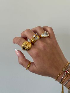 Chunky gold ring - This three stoned ring is a sparkly stunning piece shining from all sides. The perfect gold ring to add to your collection. This gold ring has a vintage vibe and makes for a great gift for moms, best friends, and anyone you love. - gold filled- stainless steel and gold- cz stone- Style: Minimalist Gold 90s Rings, Gold 90s Ring, Chunky Rings Gold, Gold Rings Chunky, Chunky Rings Gold Stones, Chunky Gold Rings, Great Gifts For Mom, Vintage Vibe, Minimalist Rings