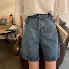 High Waist Knee Length Shorts Jeans Pants – Nada Outfit Land Girls Streetwear, Preppy Girls, Streetwear Mode, Knee Length Shorts, Stylish Clothes For Women, Denim Details, High Waisted Shorts Denim, Denim Shorts Women, Women Denim Jeans