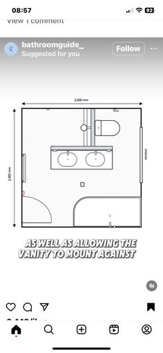 the bathroom floor plan is shown on an iphone