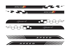 four different types of racing stickers