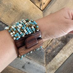 Wood Clasp Beaded Bracelet. Excellent, Brand New Condition. Comfortable And Secure When Worn. Brown Bohemian Beaded Bracelet, Brown Beaded Bohemian Cuff Bracelet, Bohemian Brown Beaded Cuff Bracelet, Wooden Cheese Board, Cell Phone Holster, Phone Holster, Key Card Holder, Walker Boots, Rain And Snow Boots