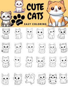 cute cats easy coloring book for kids and toddlers - screenshots to color