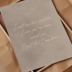 a piece of paper with writing on it sitting next to some brown envelopes and papers