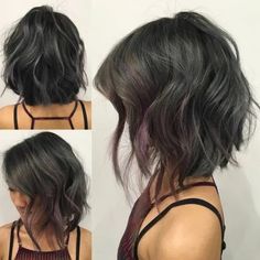 Wavy Angled Bob, Angled Bob, Funky Hairstyles, Haircut For Thick Hair, Hair Stuff, Medium Hair Cuts