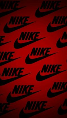 red and black nike wallpaper with the word's logo on it in large letters