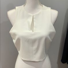 Nwt Size Large Color: Cream White V Neck Zipper Closure In Back Chic White Crop Top, White Crop Top For Summer Workwear, Chic White Crop Top For Spring, White Crop Top For Workwear In Summer, White Crop Top For Night Out, White Sleeveless Top For Date Night, Chic White Crop Top For Party, Casual White Crop Top For Work, White Trendy Crop Top For Night Out