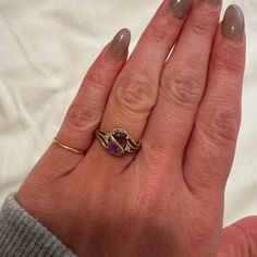 10kp Gold Size 7 Real Amethyst And Diamonds Gold Amethyst Ring, 7 Rings, Amethyst Ring, Womens Jewelry Rings, Purple Gold, Colored Diamonds, Amethyst, Diamonds, Size 7