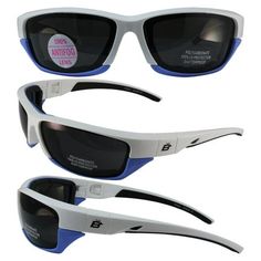 Easily remove the lower portion of the frame and have a completely different look! Size: Adult.  Color: Blue. Motorcycle Goggles, Sunglasses White, Pink Frames, Safe Cleaning Products, Blue Frames, The Frame, Glasses Fashion, Gloss Black, Oakley Sunglasses