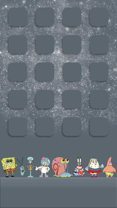 some cartoon characters are standing in front of a space filled with stars and bubbles on a gray background