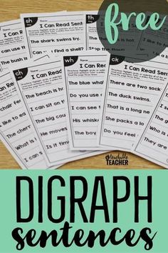 the free diggraph sentence worksheet for students to practice their language skills and reading