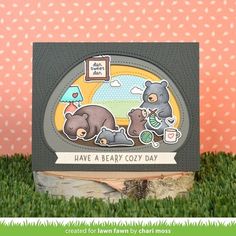 a beary cozy day card on top of some grass