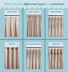 the different types of curtains are shown