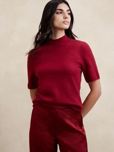 Elena Wool-Blend Sweater Top | Banana Republic Top Banana, Boiled Wool, Mock Neck Top, Wool Blend Sweater, Mock Neck, Sweater Top, Banana Republic, Wool Blend, Sweaters For Women