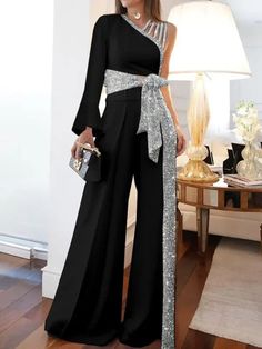 Summer Matching Sets, Black Jumpsuit Outfit, Womens Jumpsuits Casual, Lantern Sleeve Top, Party Kleidung, Jumpsuit Outfit, Stil Elegant, فستان سهرة, Jumpsuit Party