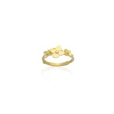 Gold & Stone Ring - A trio of hydrangea-inspired flowers with diamond centers blooms from the tactile, branch-like band on this delicate, 18k gold ring. Makes a sweet statement whether worn alone or stacked with other favorite pieces.<br><br>Diamonds: 0.05tcw Delicate Yellow Gold Flower Ring With Rose Cut Diamonds, Delicate Yellow Gold Flower Ring, Delicate Yellow Gold Flower Shaped Rings, Gold Stone Ring, Artful Home, 18k Gold Ring, Hydrangea Flower, Gold Stone, Pearl Diamond