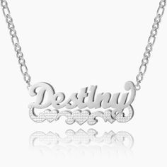 Make a statement with our new double plated collection! Personalize this cuban chain with your name, the name of a loved one, or a special word. Crafted from 18K gold and silver plating, this piece is made to last. Details: Personalize With: Names, Numbers, or Words. Pendant Size varies by name (3.5cm-5cm) Matching Cuban Chain Closure: Lobster Clasp Elegant Silver Chain Necklace With Custom Name, Personalized Cuban Link Chain Necklace Gift, Personalized Nameplate Necklace With Curb Chain, Silver Name Chain Necklace For Anniversary, Customized Silver Nameplate Chain Necklace, Silver Personalized Chain Necklace For Anniversary, Silver Chain Necklace With Name For Anniversary, Silver Name Necklace With Cuban Link Curb Chain, Silver Nameplate Necklace With Curb Chain