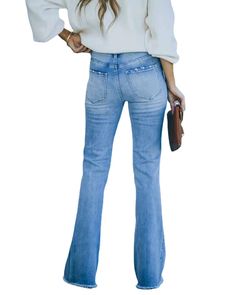 Step back in time with our Women's Retro Wide Leg Jeans, combining vintage charm with modern flair. These flare jeans feature a high waist and relaxed wide leg, offering a timeless look. Crafted from durable, high-quality denim, these flare jeans ensure both comfort and durability for all-day wear. Whether dressing up or keeping it casual, these flare jeans are versatile for any occasion. Elevate your wardrobe with classic wide leg jeans and enjoy the retro elegance that never fades. High Waist Washed Blue Flare Jeans For Fall, Washed Blue High Waist Flare Jeans For Fall, Medium Wash Flare Pants With Relaxed Fit, Relaxed Fit Flare Denim Jeans, Fitted Wide Leg Flare Jeans In Washed Blue, Fitted Wide Leg Washed Blue Flare Jeans, Retro Light Wash Pants, Chic Flare Jeans With Pockets, Retro High Rise Flare Jeans