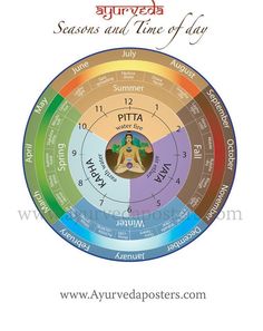 Ayurvedic Dosha Clock and Seasons small دورة شهرية, Yoga World