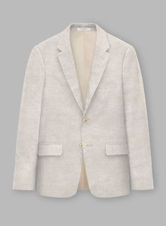 Wrap yourself in sun-kissed suaveness with our Italian Linen Herringbone Natural Beige Jacket — a timeless fusion of charm and comfort. Crafted from pure linen fabric, this jacket emanates grace with its intricate herringbone weave, imparting understated texture and depth to your attire. The natural beige hue introduces a touch of warmth and adaptability to your wardrobe, making it suitable for both casual and formal settings. Whether you are leisurely strolling along the coastline or attending a summer wedding, this marvelous feat assures that you will leave a lasting impression with each graceful step.  Look Includes   Italian Linen Herringbone Natural Beige Fabric  Two Button Jacket Style  Notch Lapel   Corozo   Beige  Buttons  Single Vent  Three Cuff Buttons   Click 'Customize Now' to Luxury Linen Tweed Jacket With Notch Lapel, Tailored Luxury Linen Blazer, Classic Single Breasted Linen Tweed Jacket, Timeless Linen Blazer With Lapel Collar, Luxury Tailored Linen Blazer, Luxury Linen Single Breasted Blazer, Luxury Single Breasted Linen Blazer, Elegant Linen Suits For Fall, Elegant Linen Fall Suits