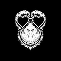 a monkey with heart shaped glasses on its face