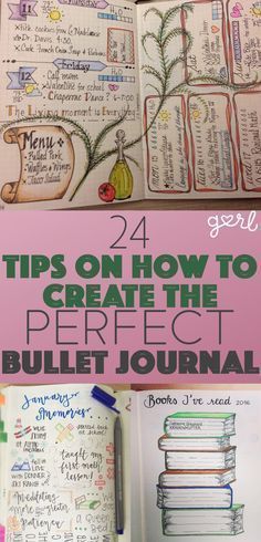 If you’ve ever gone on Pinterest, you have probably, at some point, stumbled upon a pin about bullet journals and wondered what they are. A bullet journal is a mix of a planner, diary, massive to-do list, and a sketchbook. It’s an extremely thorough way to stay organized, on top of your work, and goal-oriented. Bullet journals are also unique – you can customize them to make them whatever you want. Journal Examples, Journal Tips, Goal Oriented, Bullet Journel