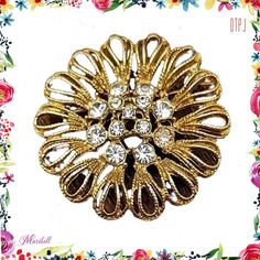 I just added a new item to eBay, Vintage Gold Tone Floral Flower Filigree Ornate Clear Rhinestone Brooch Pin! #eBay #eBaySeller Gold Party Brooches With Flower Decoration, Gold Flower-shaped Brooch With Rhinestones, Gold Flower-shaped Rhinestone Brooches, Gold Flower-shaped Brooches With Rhinestones, Gold Flower Brooches With Rhinestones, Elegant Gold Pins With Rhinestones, Elegant Gold Brooches With Decorative Buttons, Brooch Flower, Gold Rhinestone