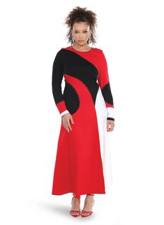 Love the Queen 17569 Stretchable Dress, Dress Trims, Silver Nail, Stretch Crepe, Colorblock Dress, Bold Color