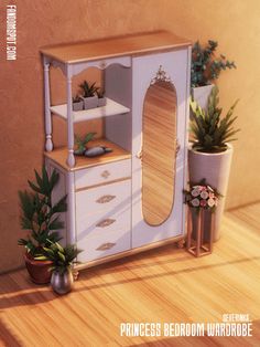 the princess bedroom wardrobe is decorated with potted plants