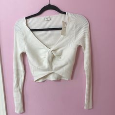 Cute, Cropped White Sweater From Abercrombie! Missed The Return Window Cropped White Sweater, High Neck Lace Top, Abercrombie Sweater, Chunky Cable Knit Cardigan, Fleece Cardigan, Waffle Knit Sweater, Argyle Sweater, Cable Knit Cardigan, White Sweater