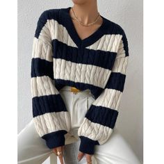 Super Cute And Stylish Ships In 5-10 Business Days Samba Outfit, Pullover Outfit, Trendy Winter, Winter Pullover, Retro Mode, Drop Shoulder Sweaters, Color Block Sweater, Casual Fall Outfits, White Pants