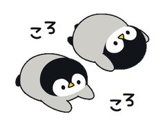 two penguins with numbers on their faces